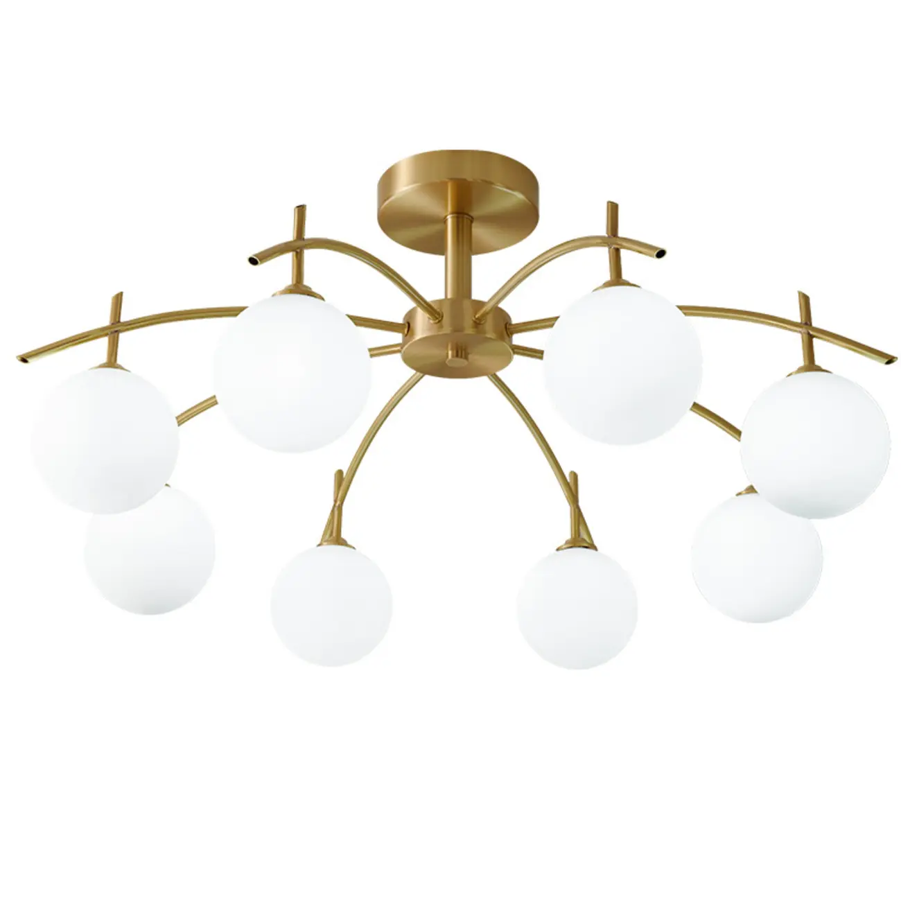 Classic Large Globe Glass Golden Semi Flush Mount Ceiling Light