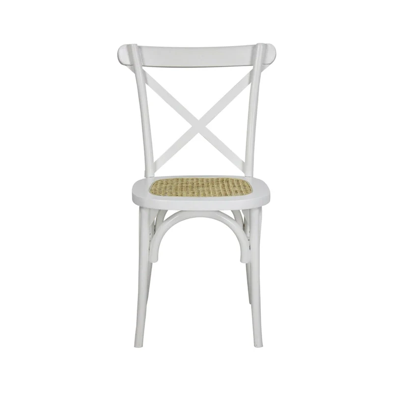 Colmar Classic Traditional X-Back Wood Rattan Dining Chair, Natural (Set of 2) by JONATHAN Y