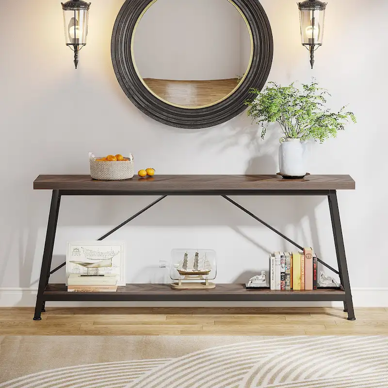 70.9 Inch Extra Long Sofa Table, Industrial Entry Console Table