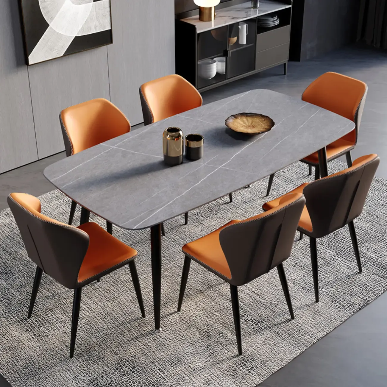Scandinavian Faux Leather Wingback Dining Chairs