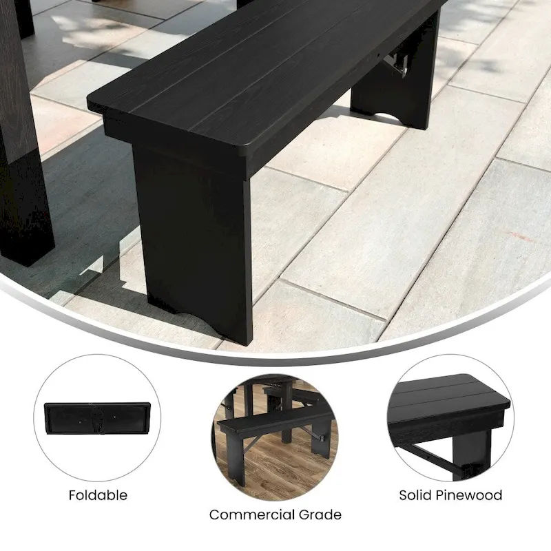 40 x 12 Antique Rustic Solid Pine Folding Farm Bench