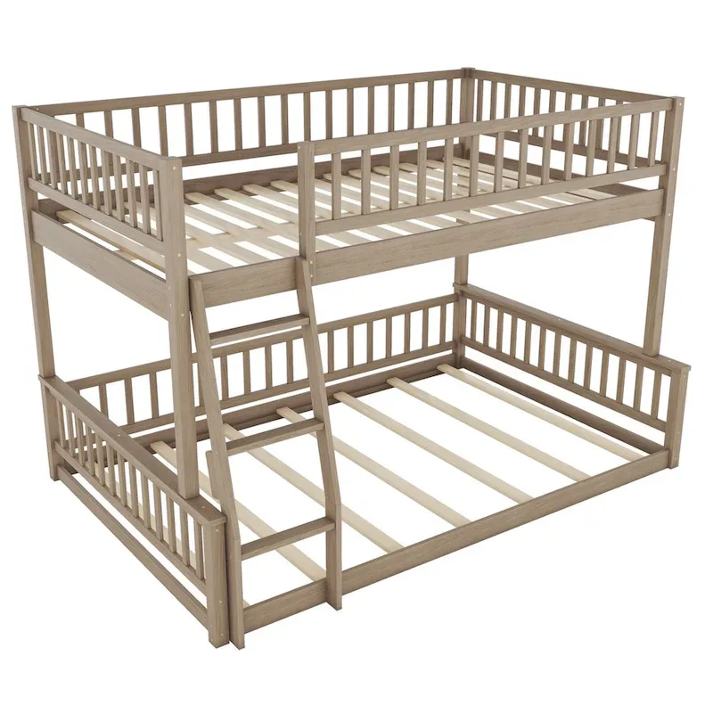 Full XL over Queen Bunk Bed with Ladder and Guardrails