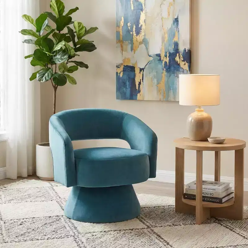 Velvet Swivel Accent Chair, 1-Seat