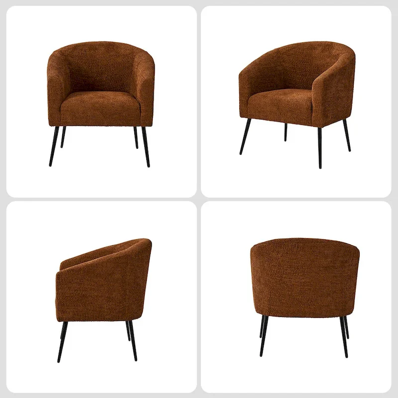 Hal Modern Boucle Armchair with Metal Legs Set of 2 by HULALA HOME