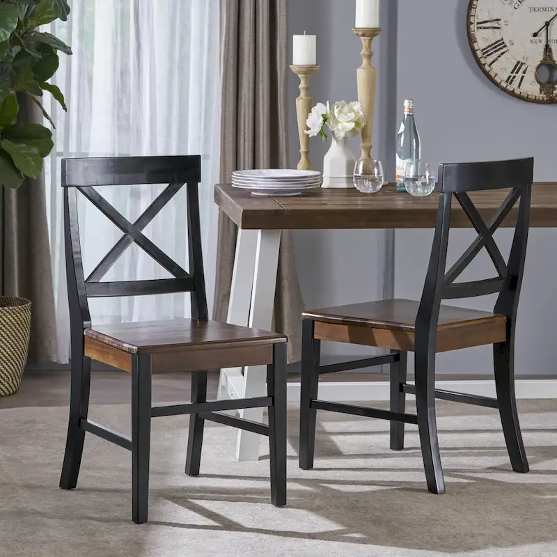 Christopher Knight Home Roshan Farmhouse Acacia Dining Chairs (Set of 2)