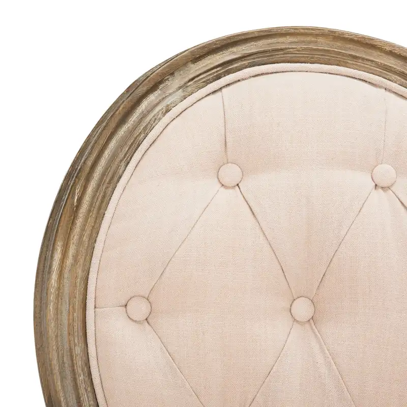 SAFAVIEH Eskarne Rustic Oak Tufted Oval Dining Chair (Set of 2) - 20 x 24 x 39 - 20Wx24Dx39H