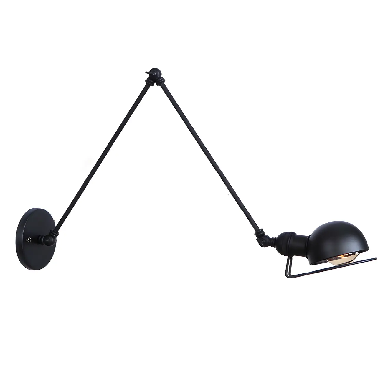 Industrial Black Adjustable Swing Arm Wall Sconce