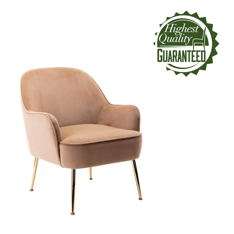 Velvet Upholstered Accent Chair with Gold Chrome Legs