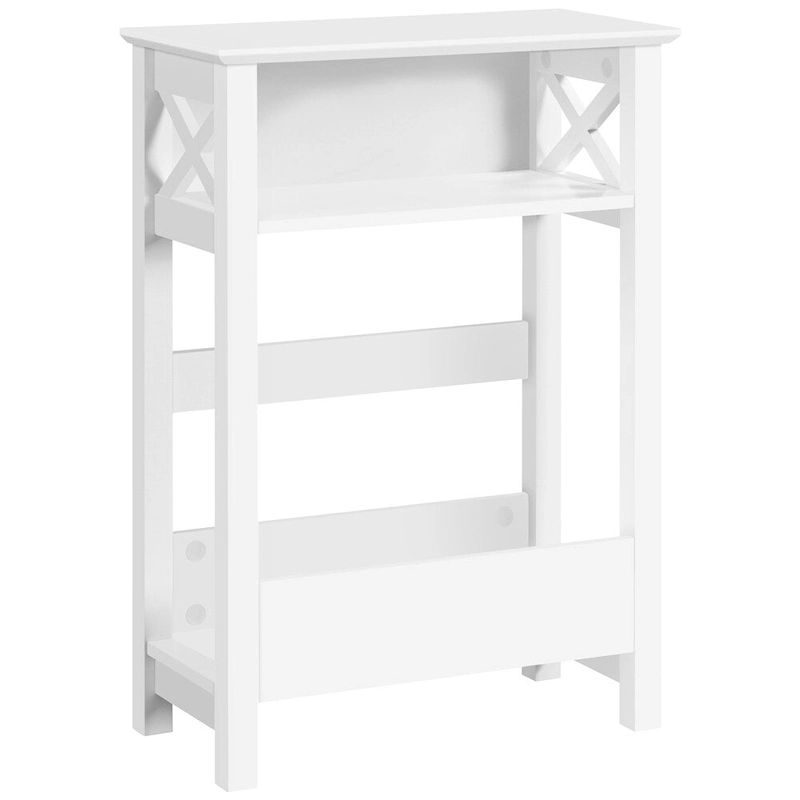 Yaheetech Modern Sofa Side Table with Storage Shelf 3 Tier Slim End Table, White