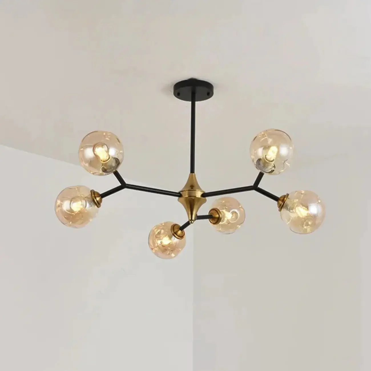 Modern Black Gold Glass Sputnik Chandelier