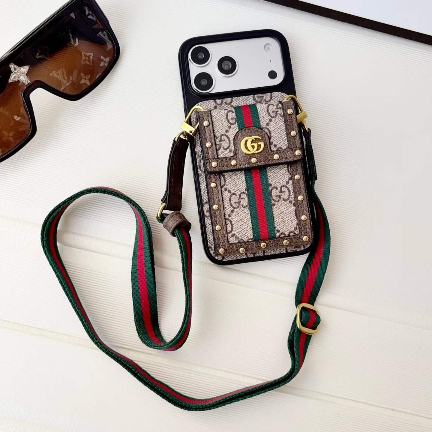 LL GG Rivet Trunk 02 Detachable Crossbody Case for iPhone - Vania Cases