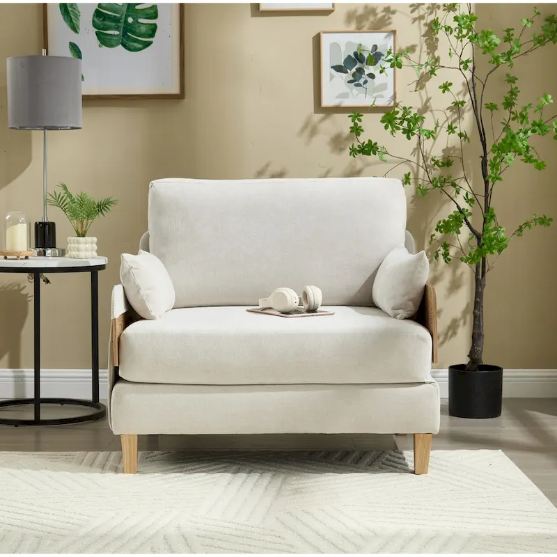 Chenille Upholstered 3-in-1 Convertible Sleeper Foldable Sofa Bed Recliner Chair with 3 Pillows