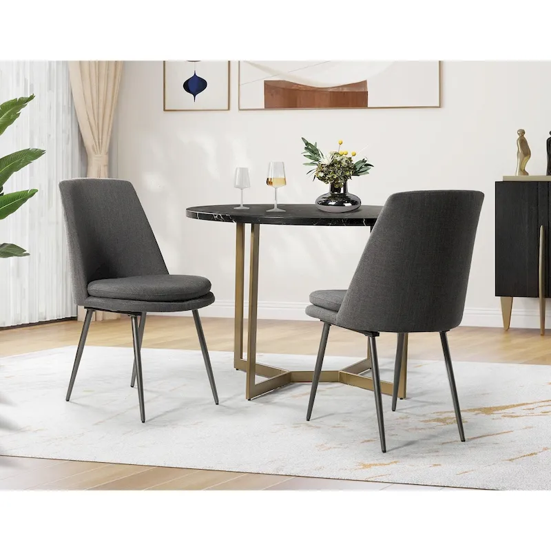 Homer Modern and Contemporary Dining Chairs Set of 2 with Metal Legs