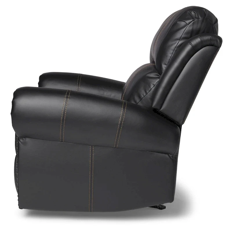 PU Leather Glider Recliner Club Chair, Brown/Black, Contrast Stitch, Seats 1