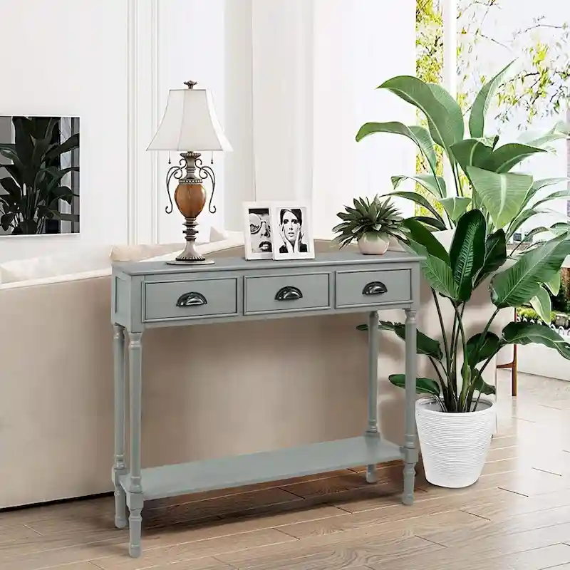 Wood 3-drawer Console Hallway Table