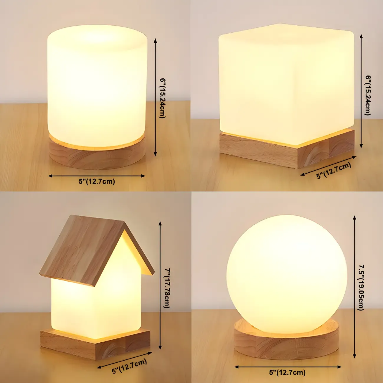 Creative House-Shaped Wooden Bedside Lamp