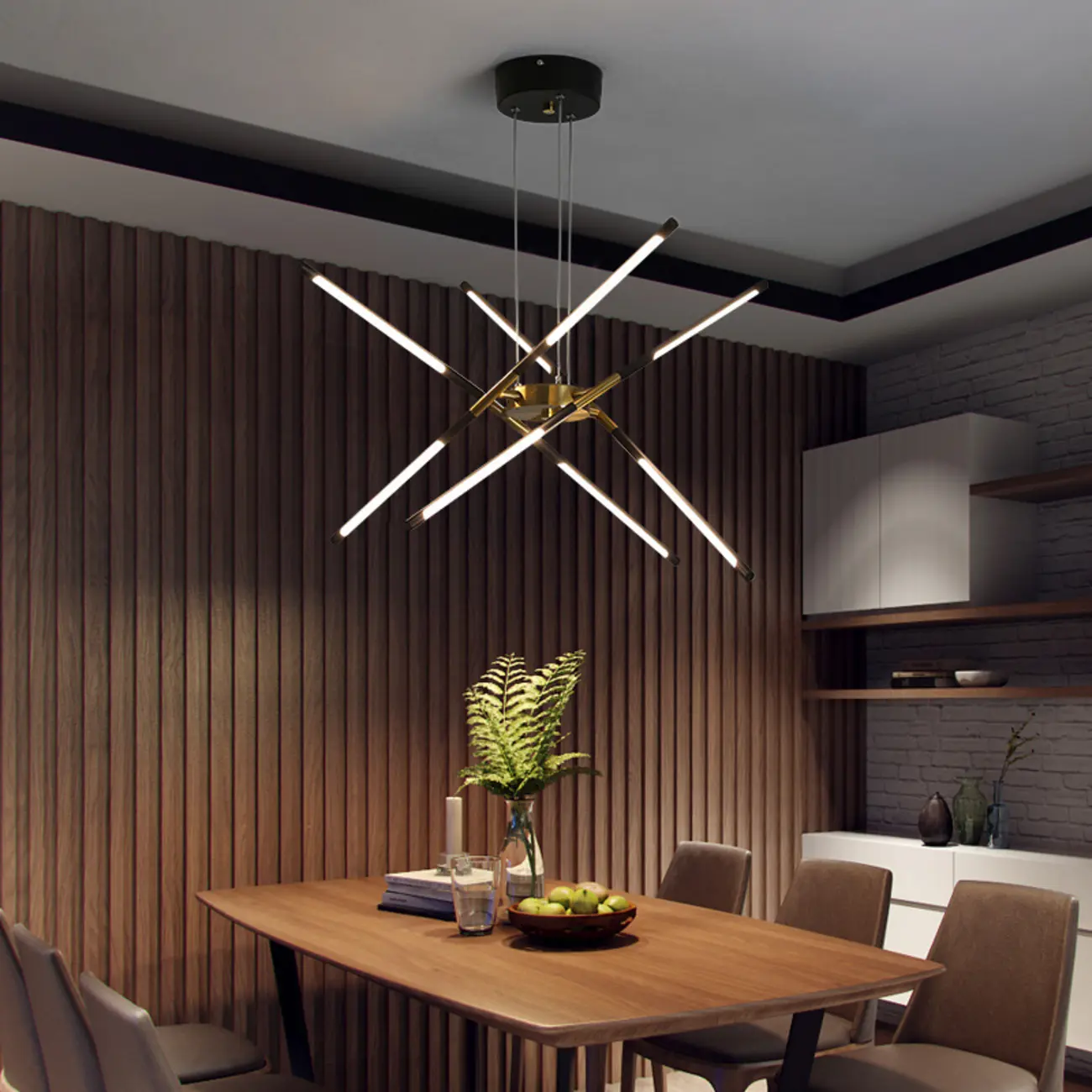 Modern LED Linear Chandelier with Adjustable Height
