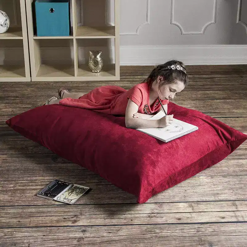 3.5 ft Kids Bean Bag Floor Pillow – Microsuede, Seats 1 (Blueberry / Cherry / Fuchsia / Grape / Lime / Pumpkin)