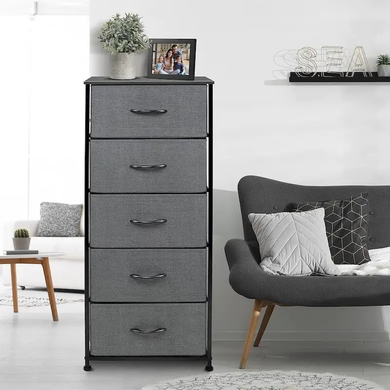 5-Drawer Storage Tower with Steel Frame