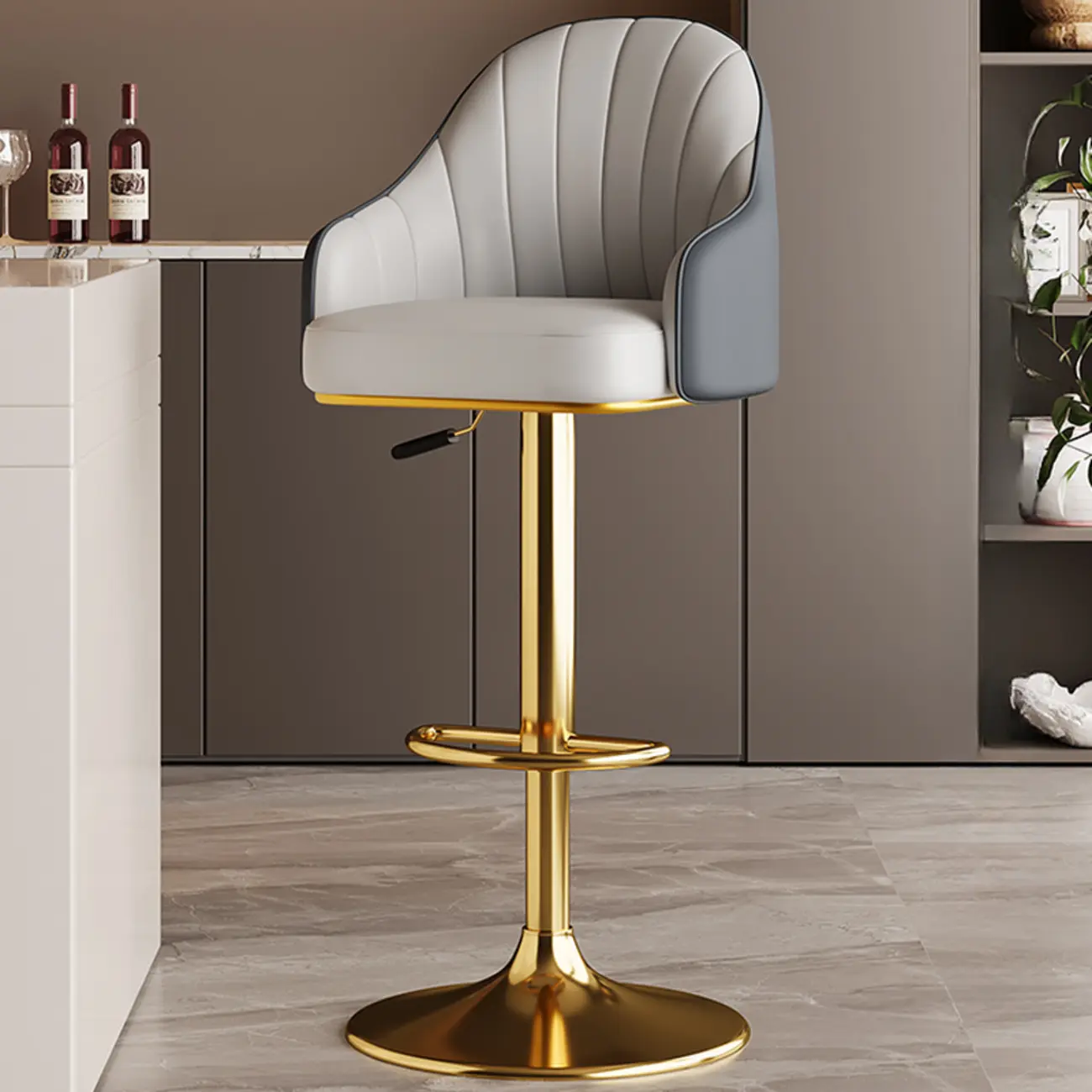 Low Back Adjustable Modern Leather Swivel Bar Stool