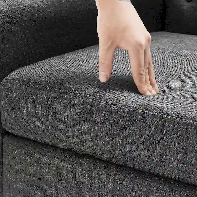 LUE BONA Modern Upholstered Accent Chair Linen Fabric Button Tufted Armchair with Solid Wood Frame - 28.5 W X 27.25 D X 33.75 H