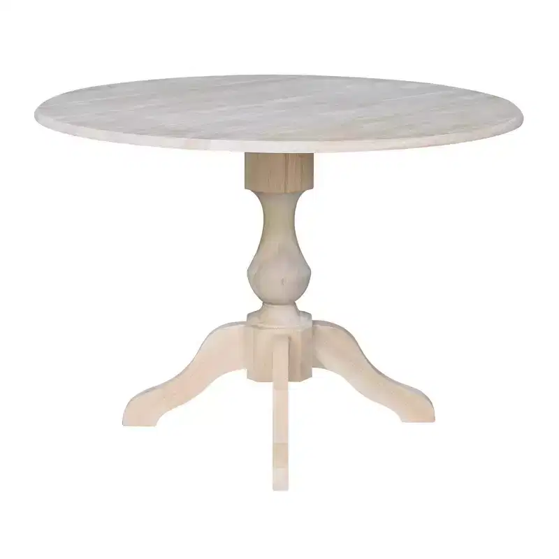 42" Blake Round Drop Leaf Dining Table Unfinished - International Concepts: Compact, Pedestal Base