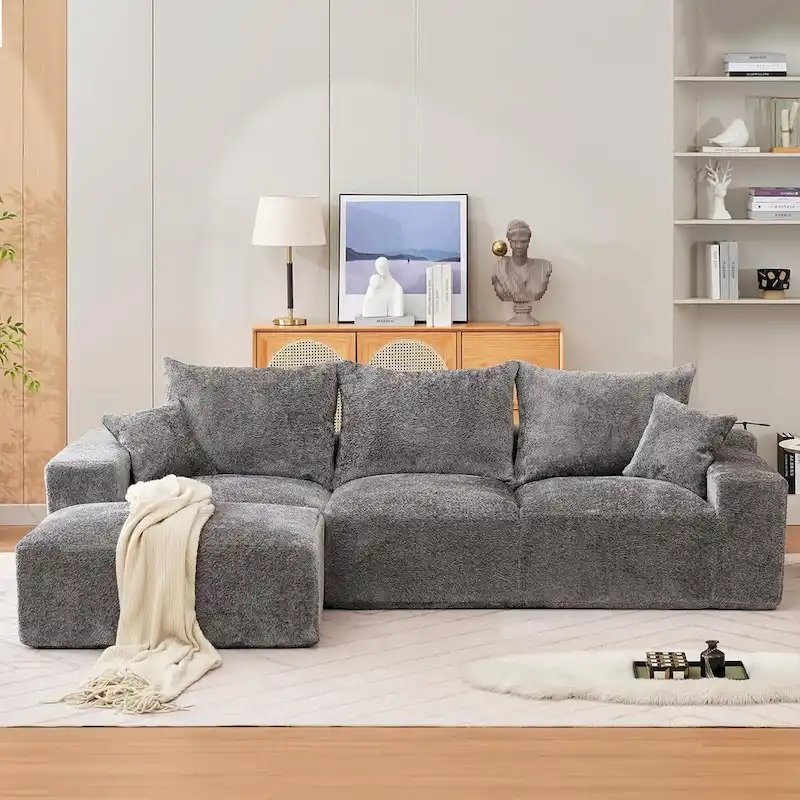 110 Oversized Modular Sectional Sofa, Modern L-Shaped Cloud Couch with Ottomans, Deep Seat Convertible Chenille Sofa