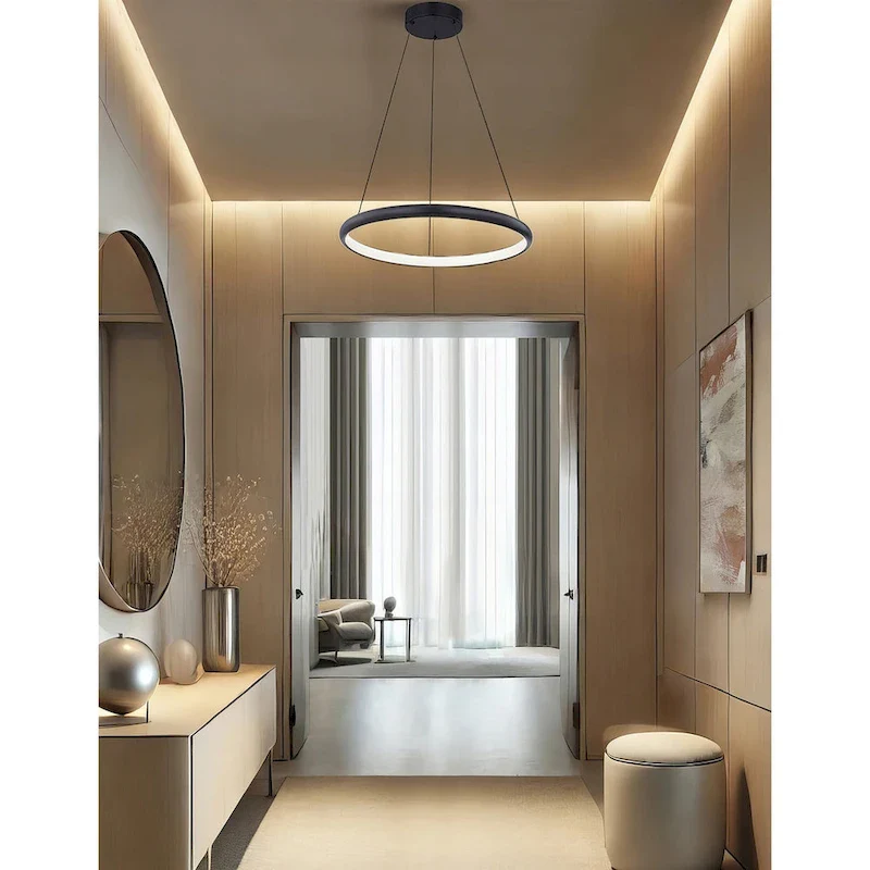 Justice Design Group Circola 17  LED Ring Pendant - Matte Black Finish