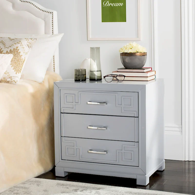 Caren 3-Drawer Greek Key Nightstand