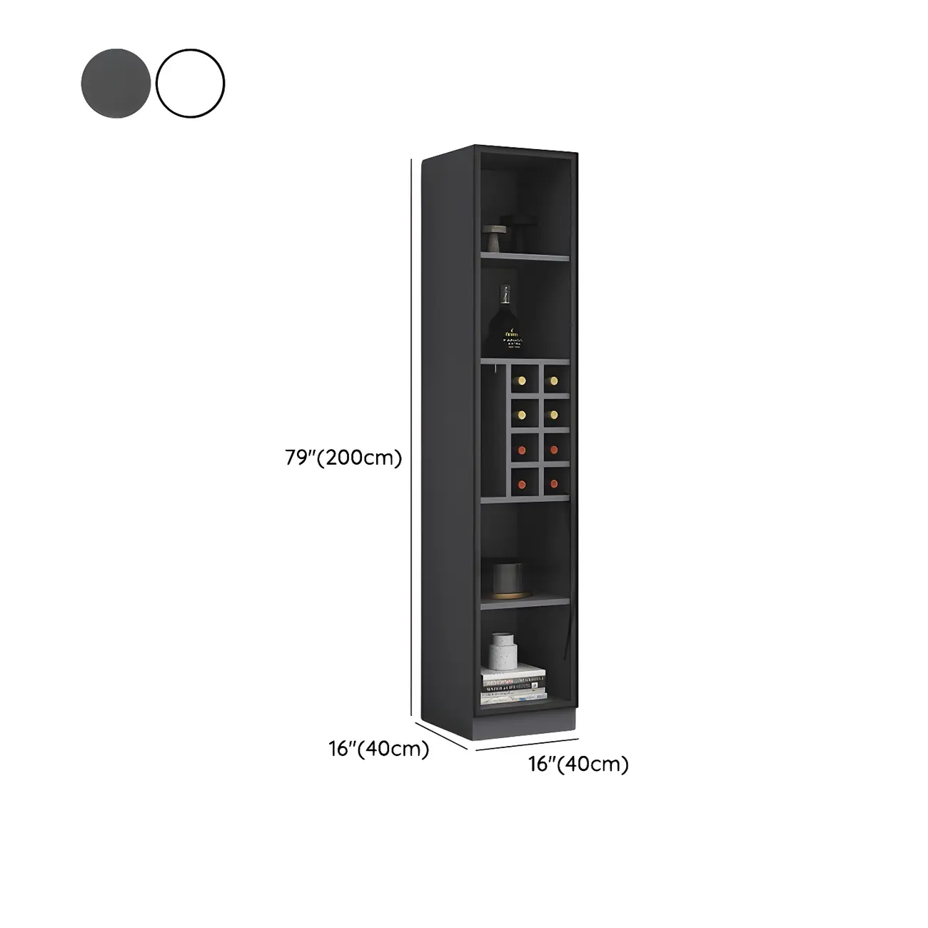 Lighting Modern Freestanding Black Wooden Wine Cabinet