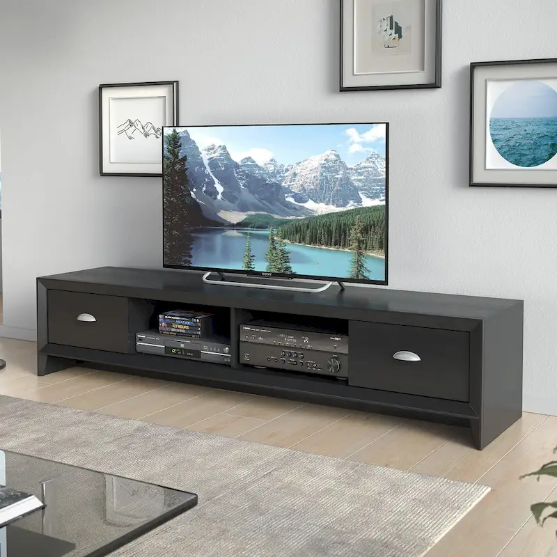 Extra Wide Low Profile TV Stand, for TVs up to 85