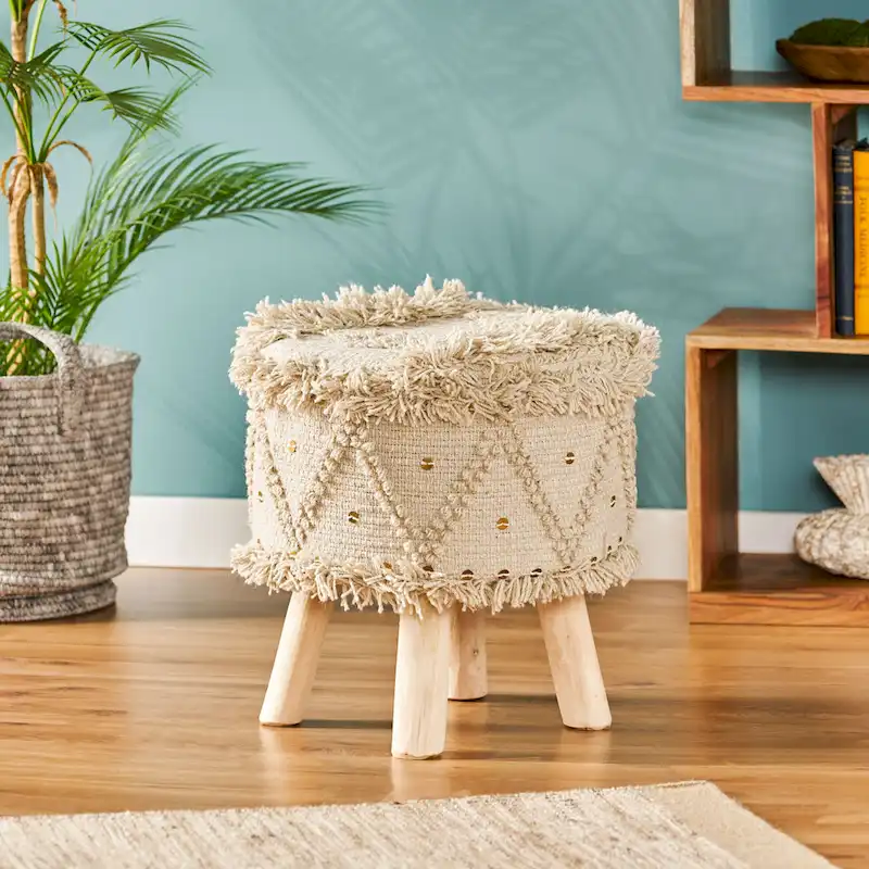 Roja Handcrafted Boho Fabric Stool by