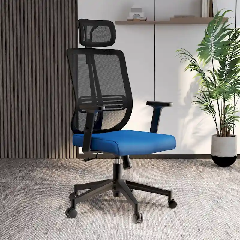 Adjustable Office Chair with Mesh Back and Headrest Nift Series by LeisureMod
