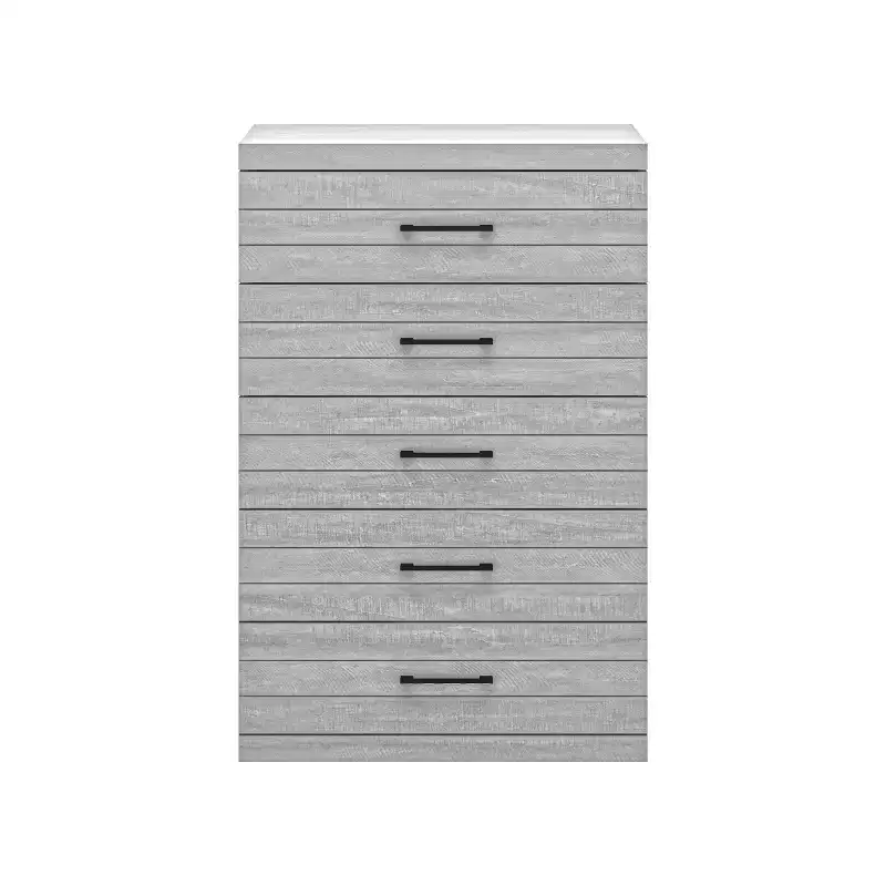 Galano Hamsper 5 Drawer Chest (Interlock) - Dusty Grey Oak