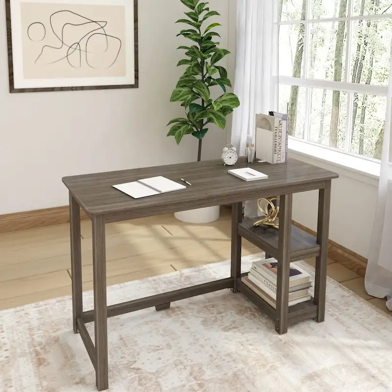 Plank and Beam Desk with Bookshelves