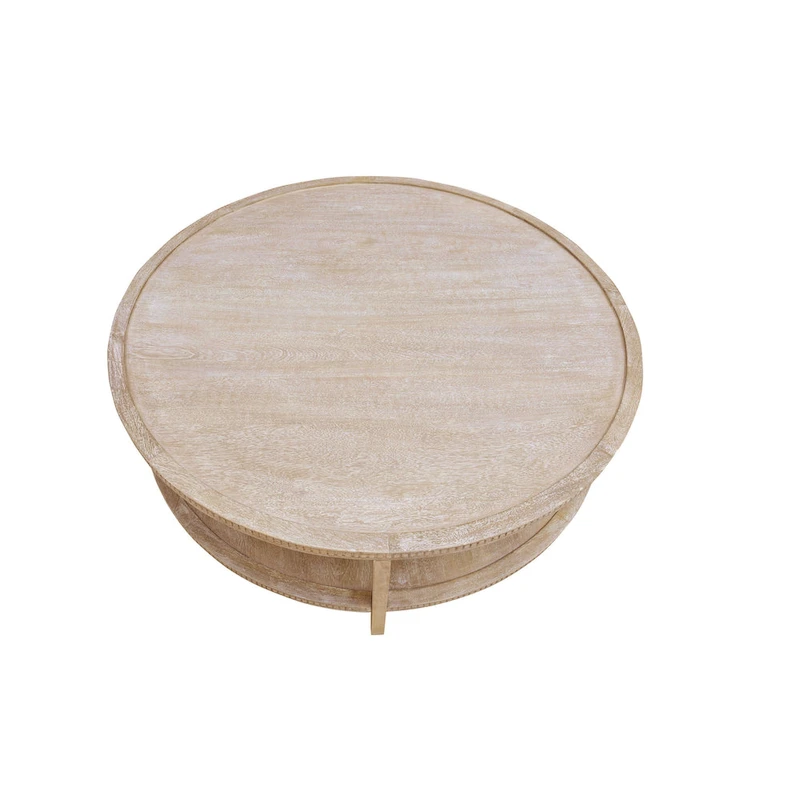 Rohan 48-inch Round Mango Hardwood Coffee Table with Shelf