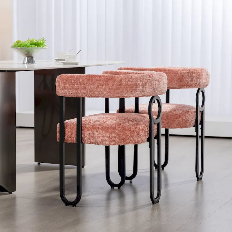 2 PCS PU Leather Upholstered Dining Chair Set wMetal Legs
