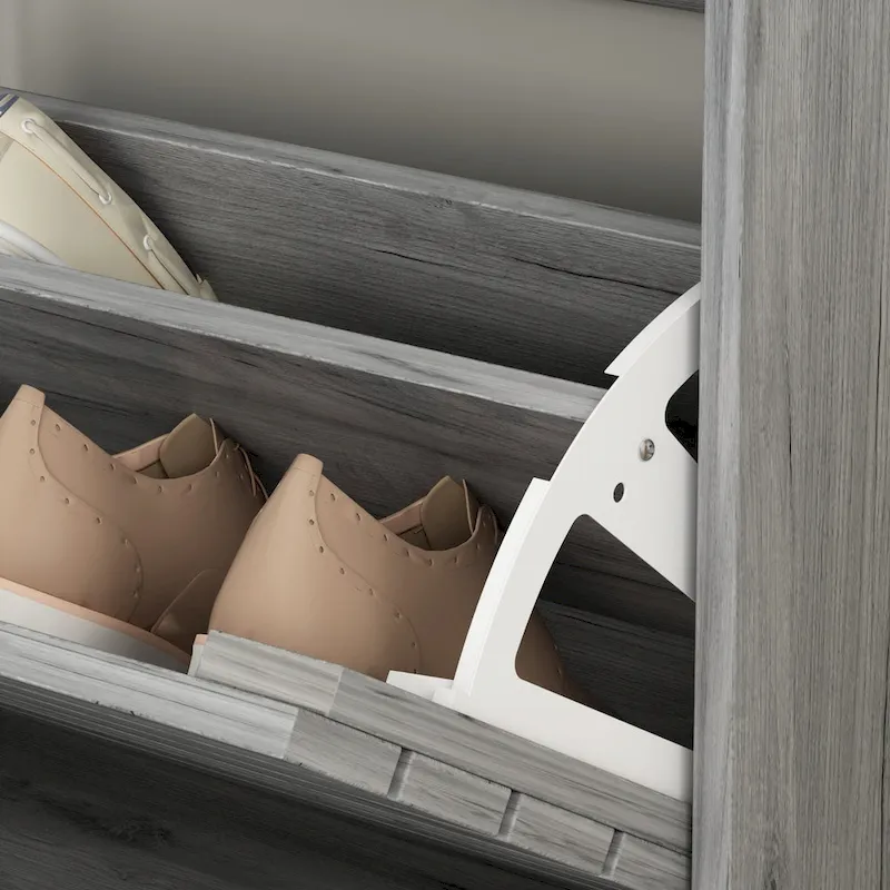 2-Drawer Shoe Cabinet, Fold-Out Drawers, Waterproof MDF, 8-12 Pairs, 22.4