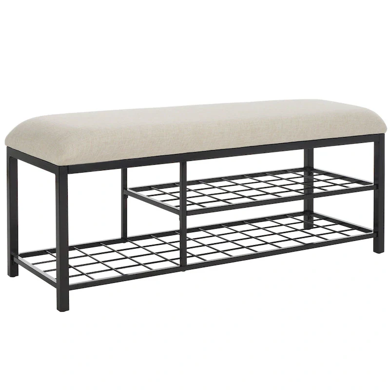 SAFAVIEH Yael Open Shelf Bench with Cushion - 42 W x 15 D x 18 H - 42Wx15Dx18H