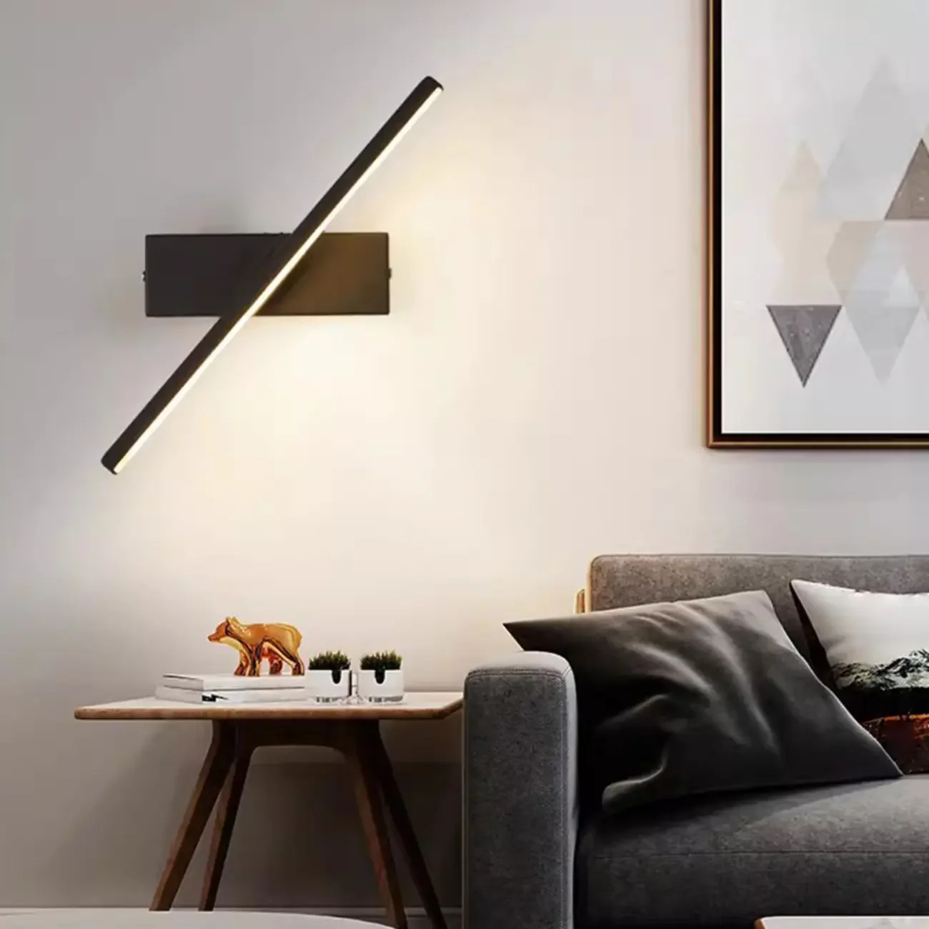Rotatable Simple Black Linear Mini Wall Sconce Dimmable
