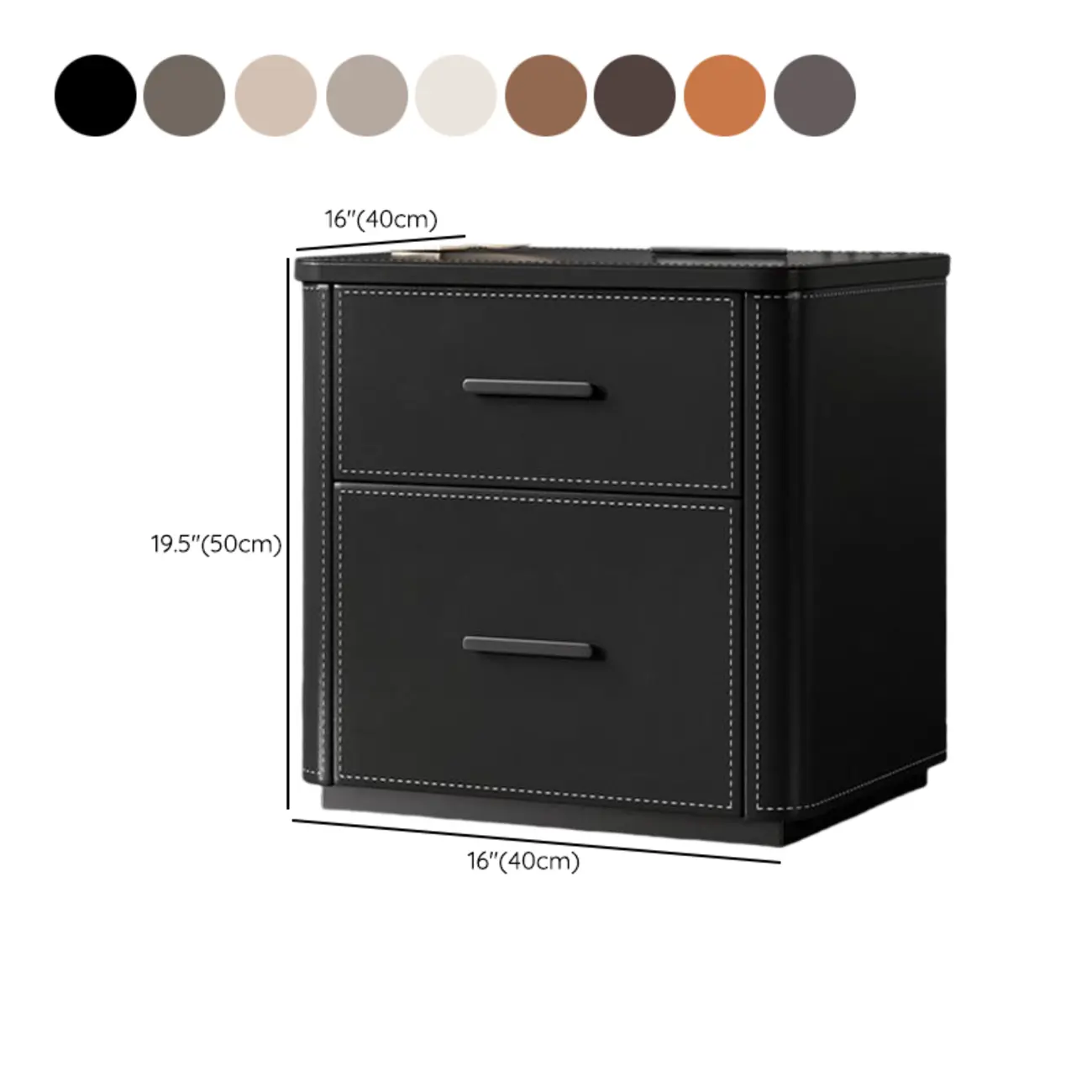 Modern Pine Wood Top 2 Drawers Nightstand