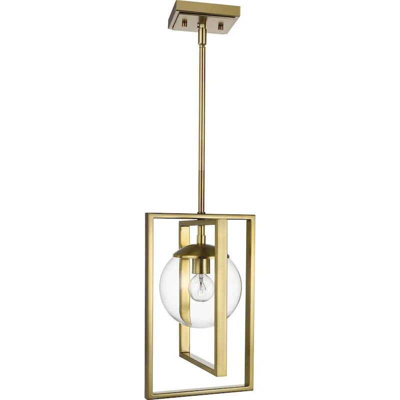 Atwell Collection One-Light Brushed Bronze Clear Glass Luxe Pendant Light - 11.500  x 16.000  x 10.500