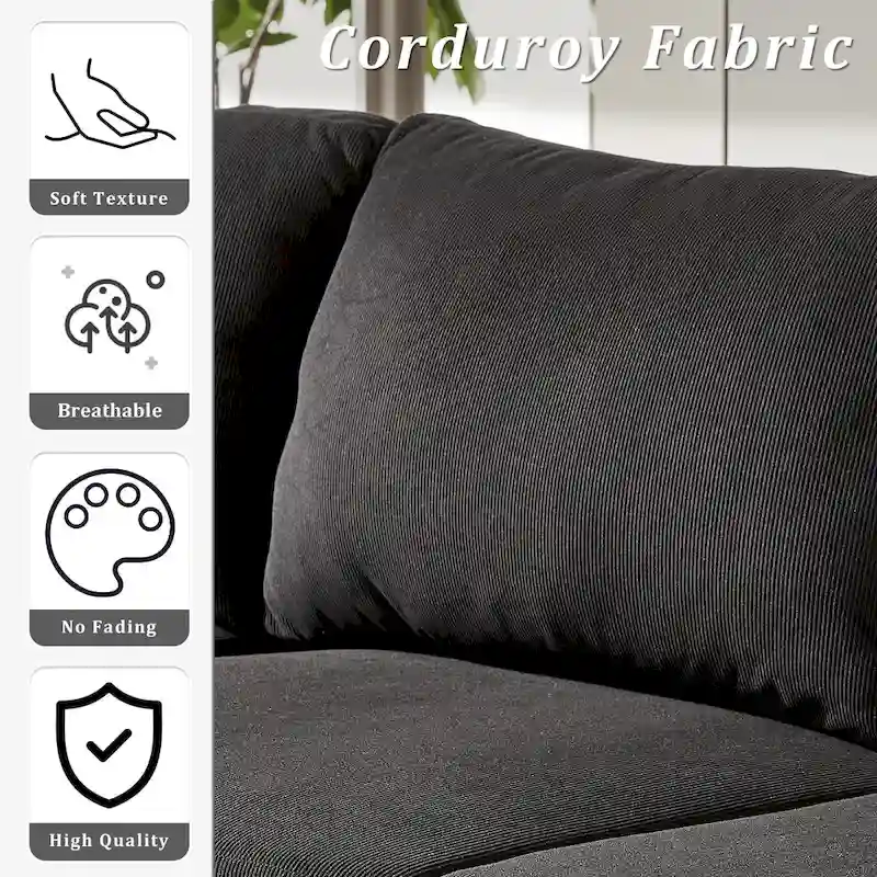 Reversible Chaise Sofa, Suede Fabric, Metal Legs, Spring Coils, Light Brown/Brown/Grey/Blue/Beige