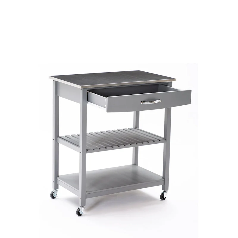 Holland Kitchen Cart With Stainless Steel Top