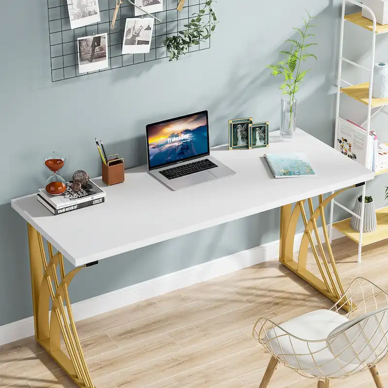 55 Inch Computer Desk with Metal Frame