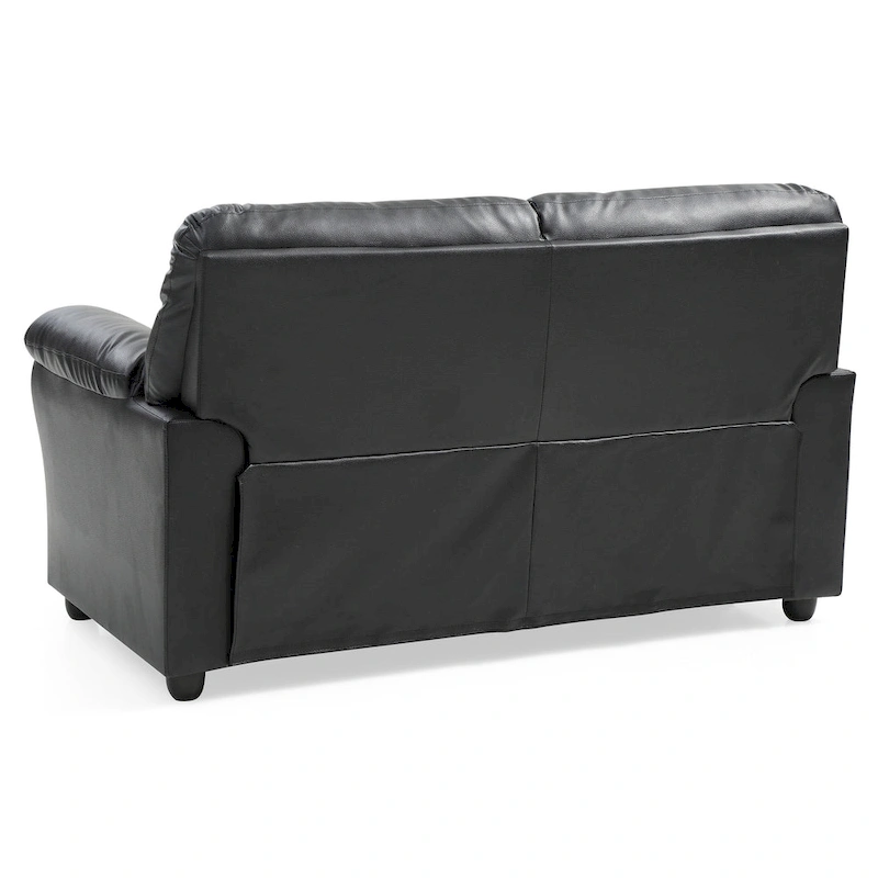 Olney W Flared Arm Faux Leather Straight Sofa in Black