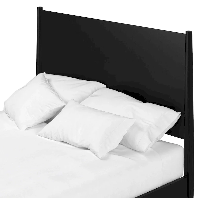 Flynn Mid Century Modern Panel Bed, Black