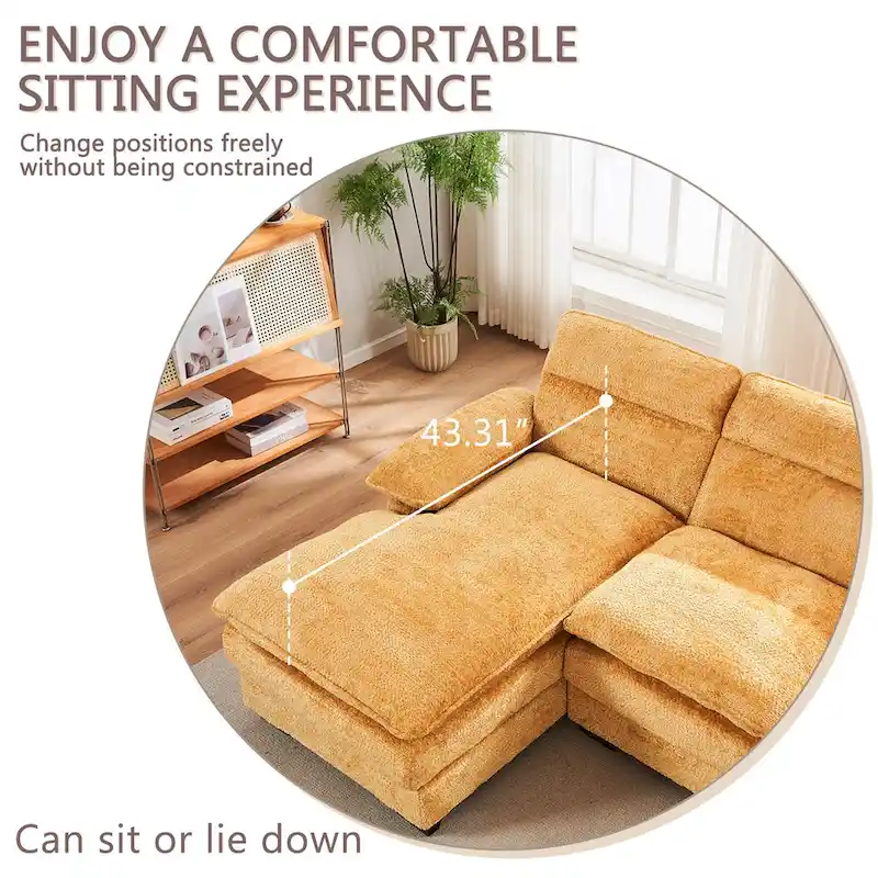 U-shaped profile sofa, including two single seats and two chaise, modular sofa, Chenille sofa