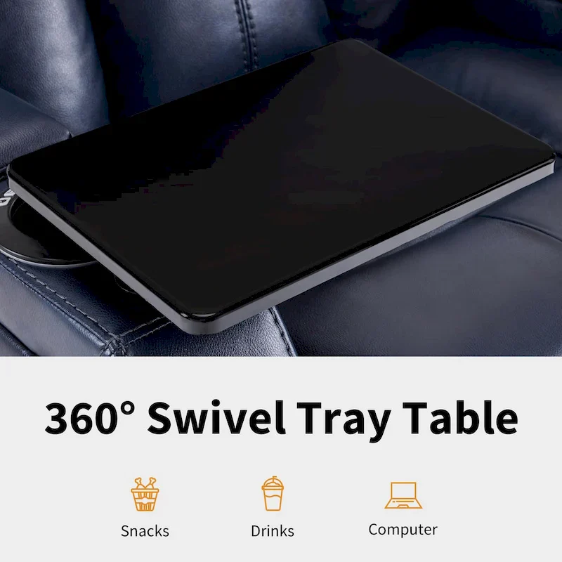 MCombo Power Recliner Chair, Home Theater Seating with Adjustable Headrest and Tray Table, Breathable Leather HTS422