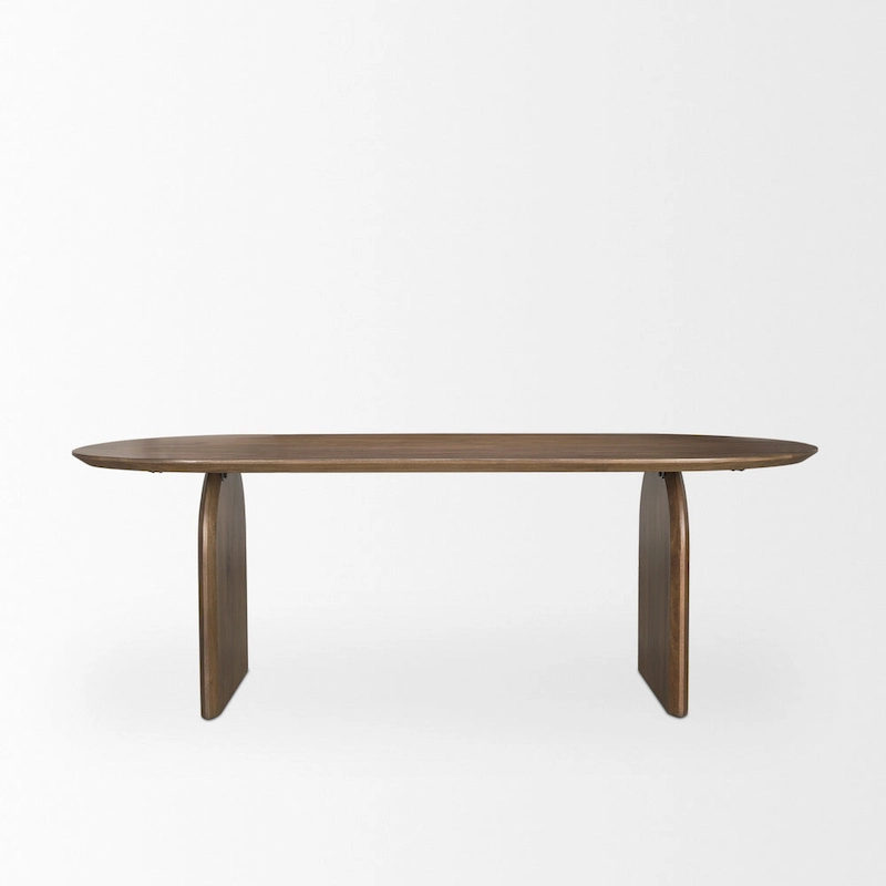 Isla Oval Dining Table w/Dark Brown Wood Top & Arched Legs - 86.5L x 39.0W x 30.0H